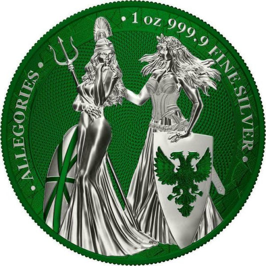 Germania 2019 5 Mark The Allegories Britannia Germania- Dark Green 1Oz Silver Coin