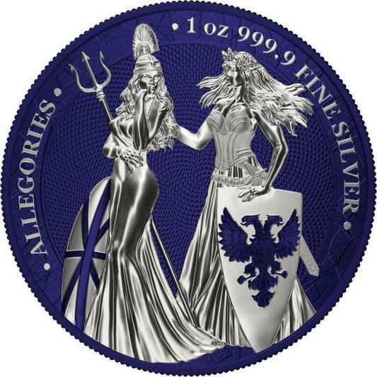 Germania 2019 5 Mark The Allegories Britannia Germania Midnight Blue 1Oz Silver Coin