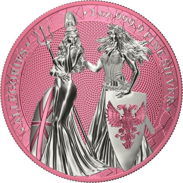 Germania 2019 5 Mark The Allegories Britannia Germania- Pink 1 Oz Silver Coin