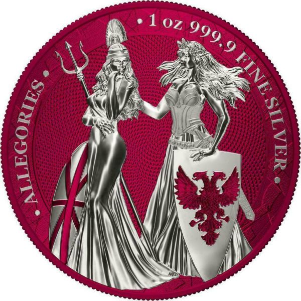 Germania 2019 5 Mark The Allegories Britannia Germania Raspberry 1 Oz Silver Coin