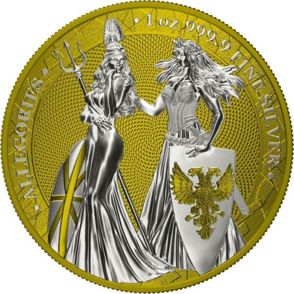 Germania 2019 5 Mark The Allegories Britannia Germania Yellow 1 Oz Silver Coin