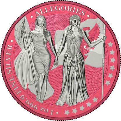 Germania 2019 5 Mark Columbia  Germania i Color  Brink Pink 1 Oz Silver Coin