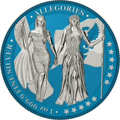 Germania 2019 5 Mark Columbia  Germania i Color Cerulean 1 Oz Silver Coin