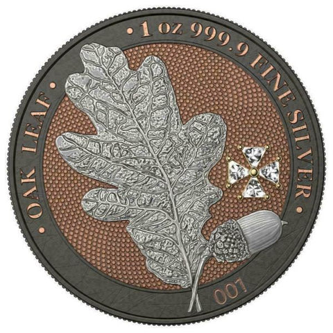 Germania 2019 5 Mark OAK LEAF Crystal Cross 1 Oz Silver Coin