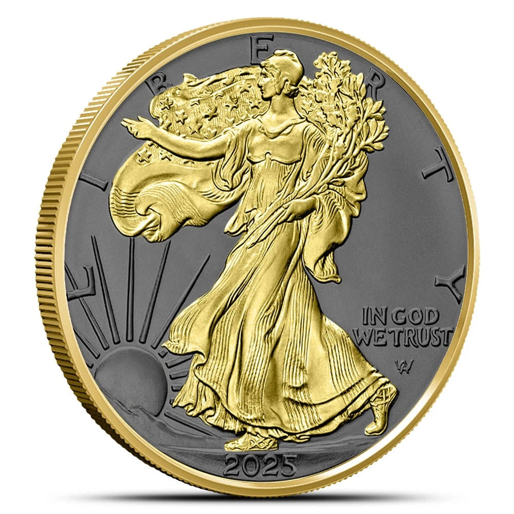 2025 Silver Eagle Golden Ring Edition 1oz .999 Silver Coin