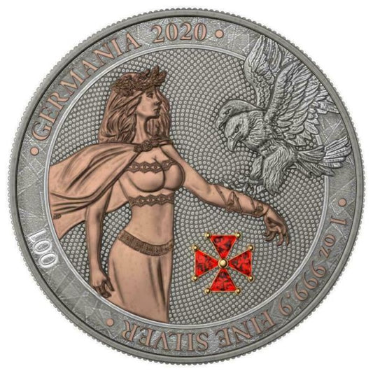 Germania 2020 5 Mark GERMANIA Red Crystal Cross 1 Oz Silver Coin