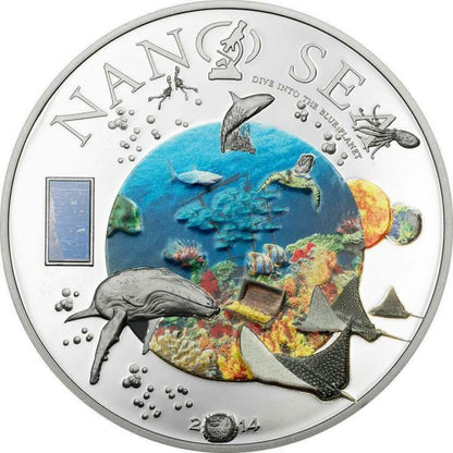 Cook Islands 2014 10usd NANO SEA Dive Into The Blue Planet 50g Silver Proof Coin