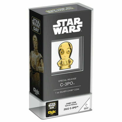 2022 Niue Star Wars C-3PO Chibi Coins 1oz Gold Gilded Silver Proof C3PO in Case