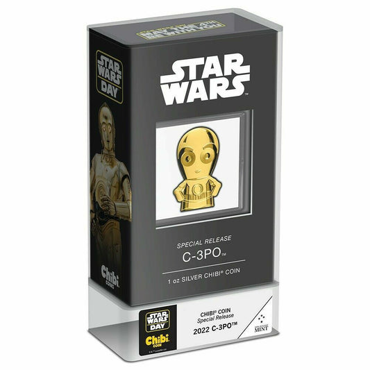 2022 Niue Star Wars C-3PO Chibi Coins 1oz Gold Gilded Silver Proof C3PO in Case