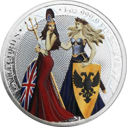 Germania 2019 5 Mark Germania and Britannia Silver and Color 1 Oz Silver Coin