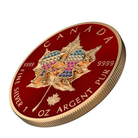 Canada 2019 5usd  Maple Leaf Valentine's Day 1 Oz Bejeweled Silver Coin