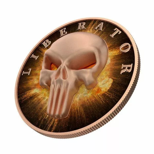 1 Oz Silver Coin Dark Side 2021 THE LIBERATOR Skull Rose Gold Explosion
