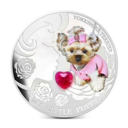 Fiji 2013 2 Dollar Yorkshire Terrier My Little Puppy Dogs and Cats 1 Oz Proof Silver Coin