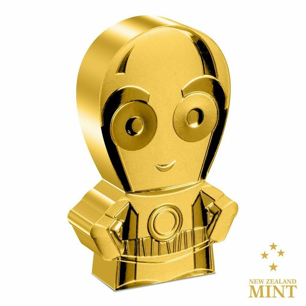 2022 Niue Star Wars C-3PO Chibi Coins 1oz Gold Gilded Silver Proof C3PO in Case