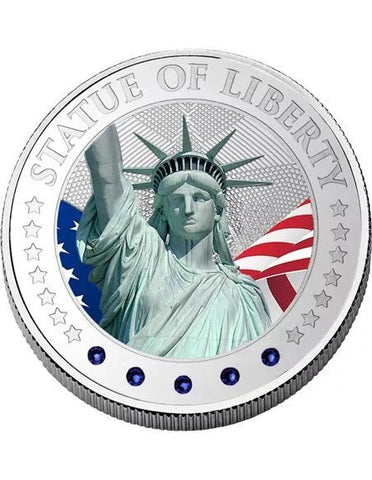 2023 Cameroon Statue of Liberty Colorized coin w/ Swavorski Crystals