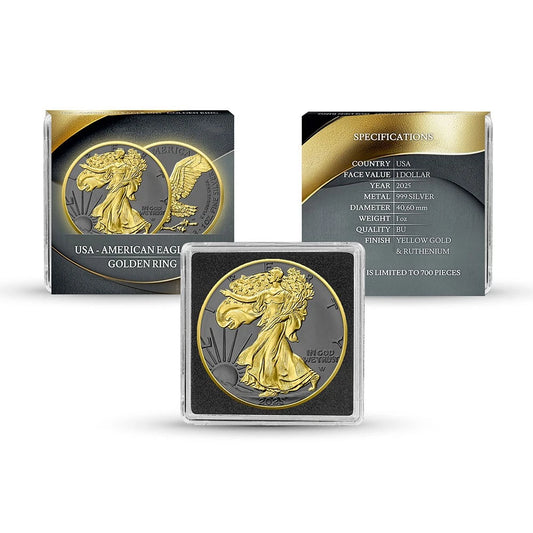 2025 Silver Eagle Golden Ring Edition 1oz .999 Silver Coin