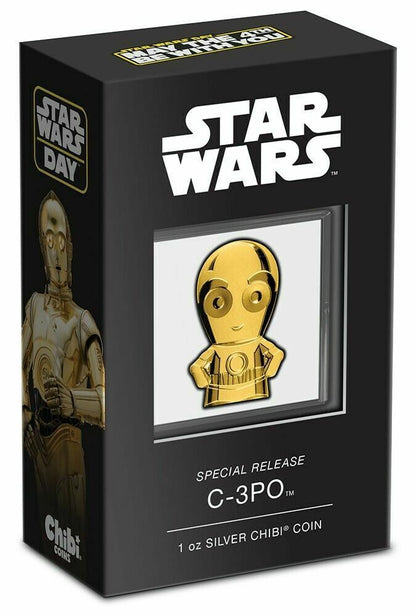 2022 Niue Star Wars C-3PO Chibi Coins 1oz Gold Gilded Silver Proof C3PO in Case