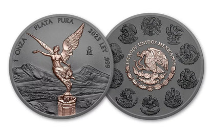 2023 Mexico 1 oz Silver Libertad Oro Rosa Edition with Black Ruthenium Rose Gold