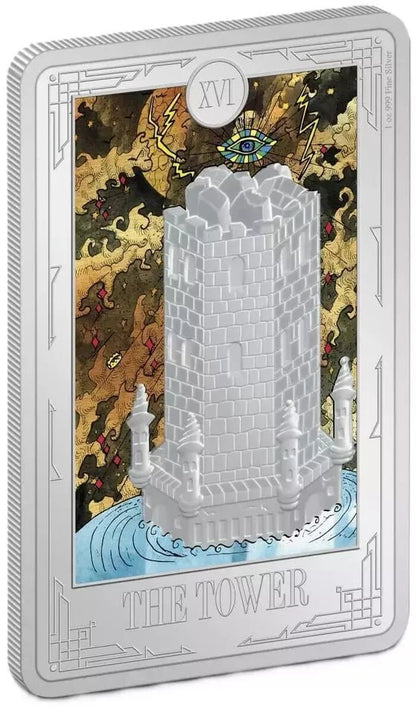 2024 Niue Tarot Card XVI. The Tower 1 oz Silver Colorized Proof Coin New Zealand Mint