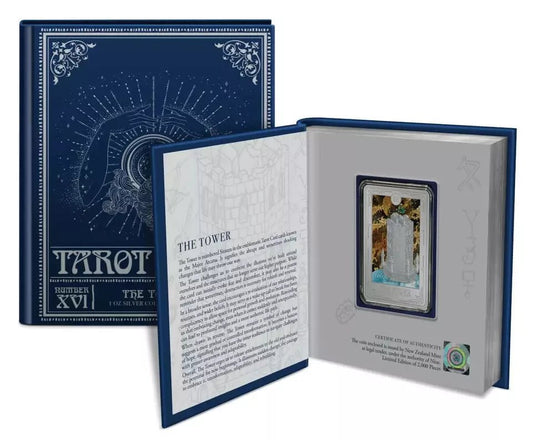 2024 Niue Tarot Card XVI. The Tower 1 oz Silver Colorized Proof Coin New Zealand Mint