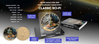 USA 2019 1USD Classic Sci Fi S9 1 Oz Silver Coin with Varnish