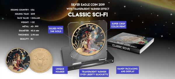 USA 2019 1$ Sci-Fi - Bubble Planets 1 Oz Silver Coin with Varnish