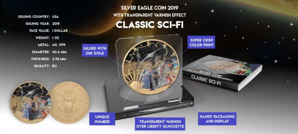 USA 2019 1$ Classic Sci-Fi - Astonishment 1 Oz Silver Coin with Varnish