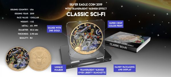 USA 2019 1$ Sci-Fi - Space Riders 1 Oz Silver Coin with Varnish