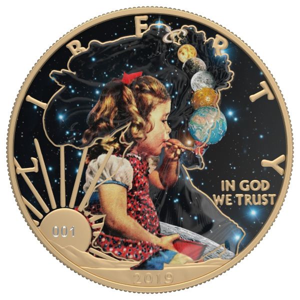 USA 2019 1$ Sci-Fi - Bubble Planets 1 Oz Silver Coin with Varnish