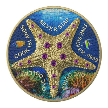 Cook Islands 2021 1USD Gold Star 1 Oz Silver Coin