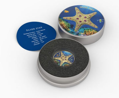 Cook Islands 2021 1USD Gold Star 1 Oz Silver Coin