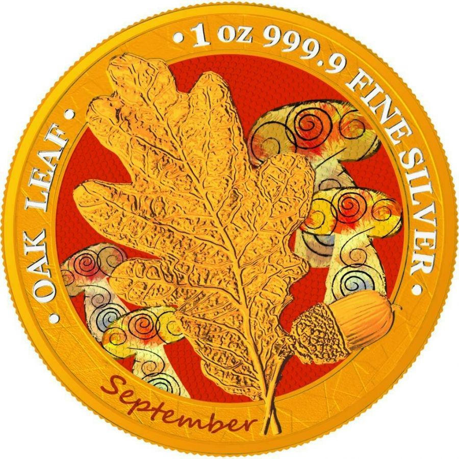Germania 2019 5 Mark Oak Leaf 12 Months Series September 1 Oz Silver Coin
