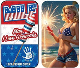 Silver Art Bar Man I Love Fireworks (MILF) Color Art Bar - Captain’s Chest Bullion