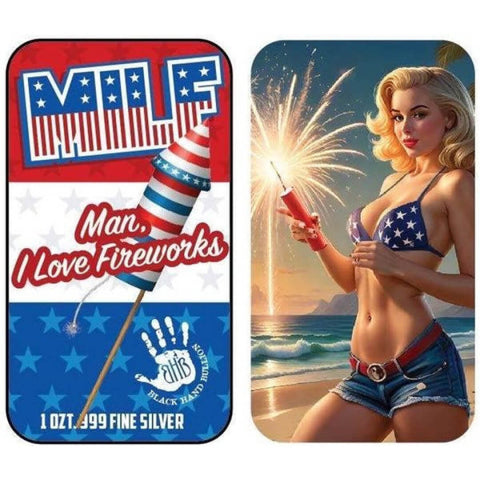 Silver Art Bar Man I Love Fireworks (MILF) Color Art Bar Dealer