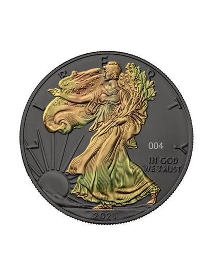 USA 2021 1$ Liberty American Silver Eagle - Golden Hologram - 1 Oz Silver Coin