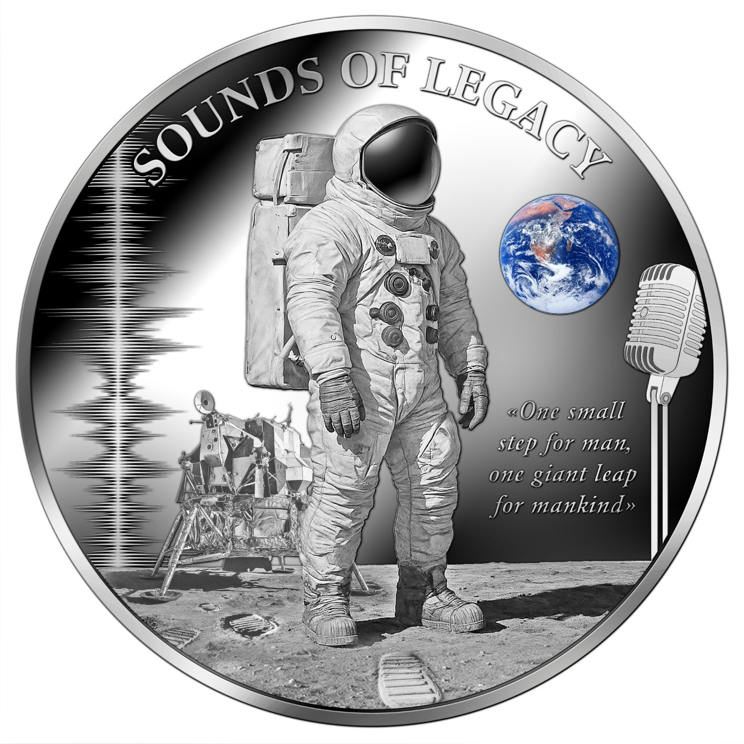 2026 Liberia Sounds of Legacy-Moon Landing 40mm 1oz .999 Silver Coin