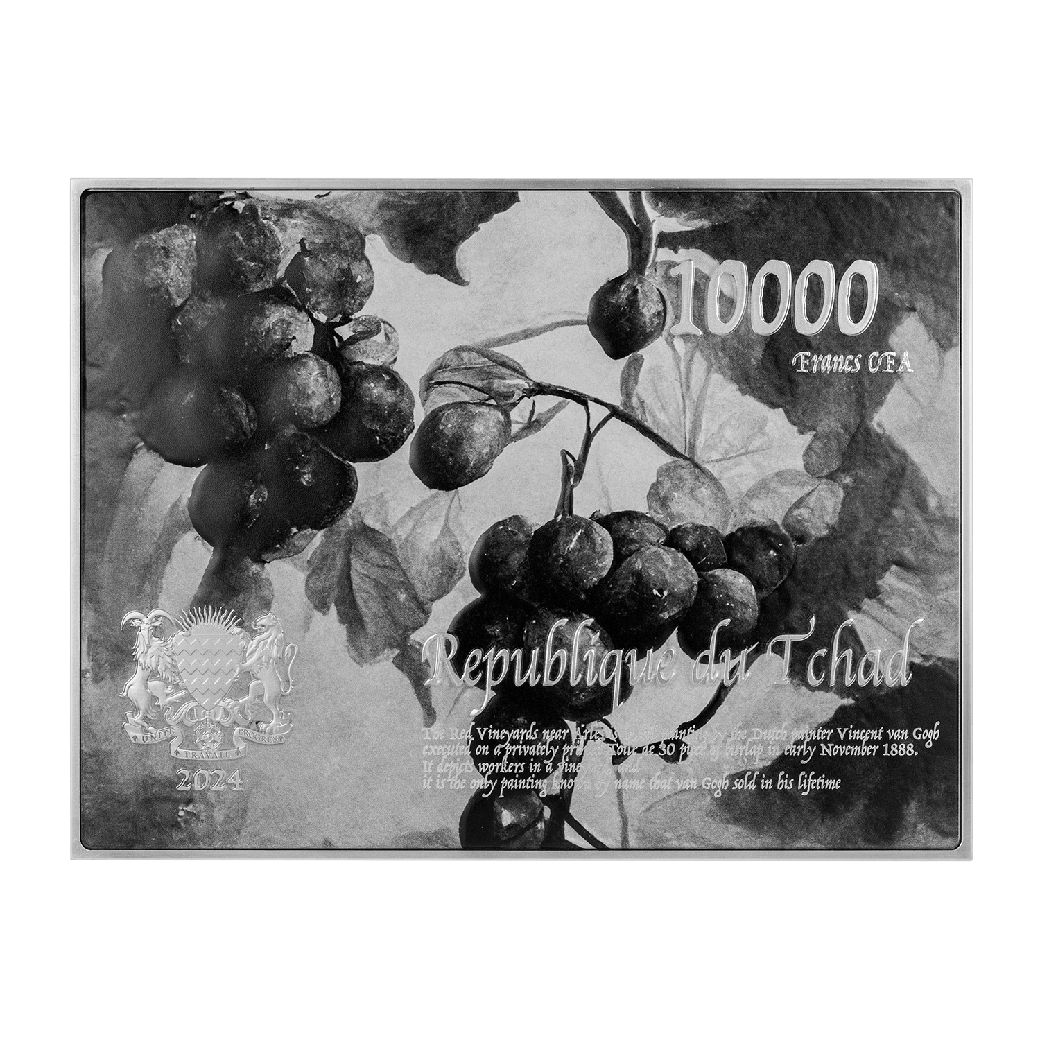 The Red Vineyard 1888 by Vincent Van Gogh 2.5 oz Silver Coin – Antiqued Finish - Captain’s Chest Bullion