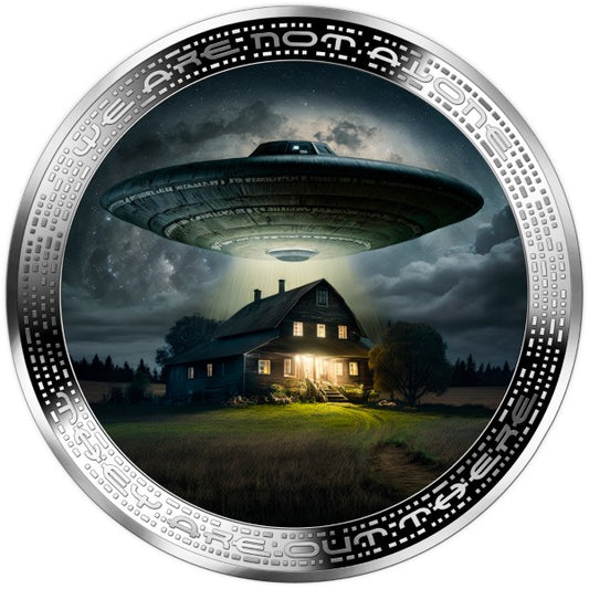 2025 Cameroon 2oz UFO & ALIENS .999 Colorized Silver Coin