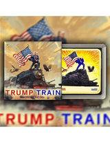 TRUMP TRAIN 24K Gold Gilded & Colorized 1 Oz Silver Bar USA