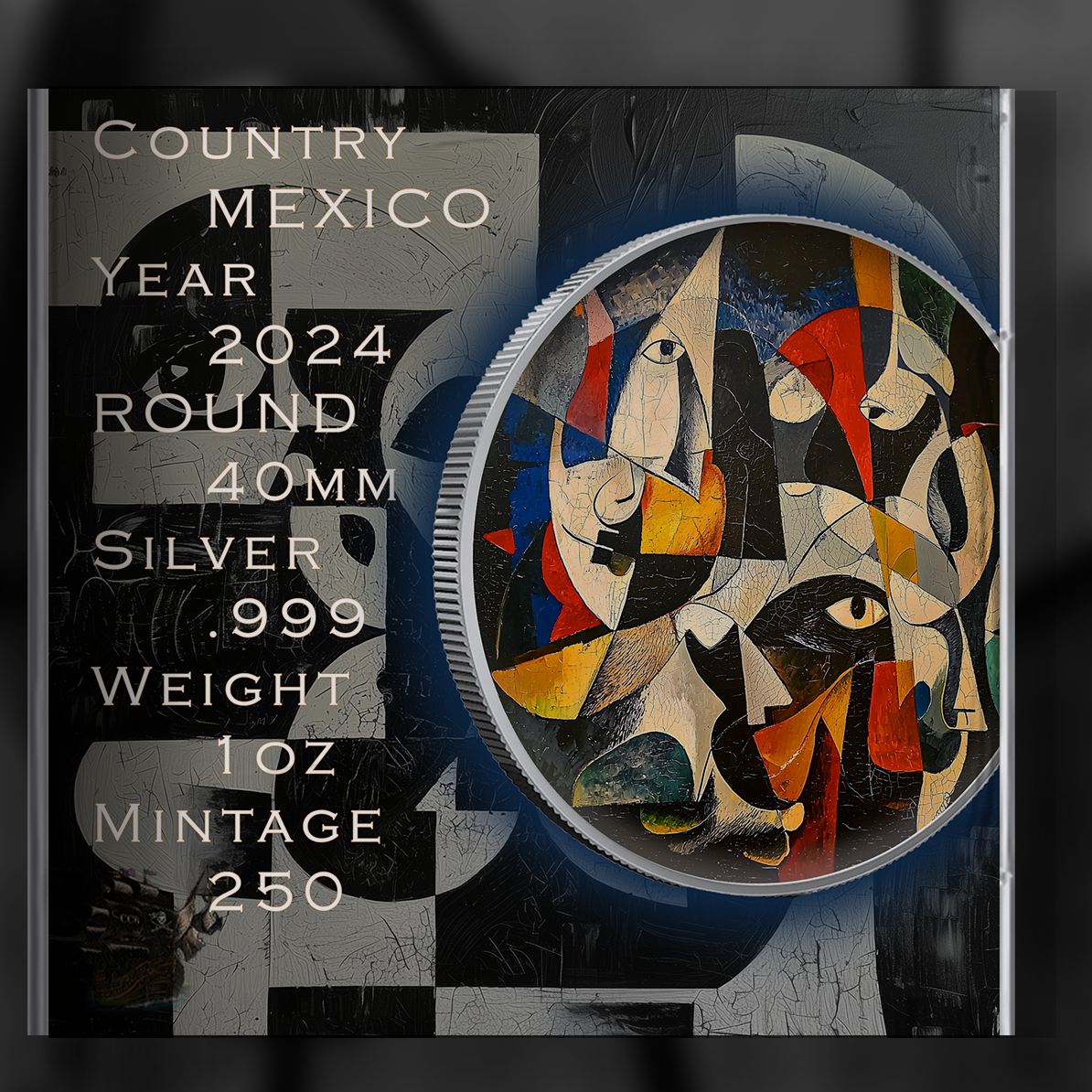 2024 Mexico Libertad 1oz .999 Silver Coin Colorized "A Picasso Tribute"