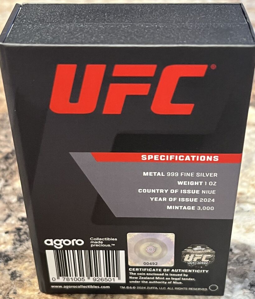 2024 Agoro By New Zealand Mint UFC Glove Shaped 1 oz Proof Silver Coin