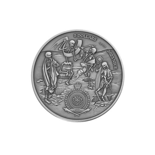 2023 Niue Human Tragedies - Black Death 2 oz Silver Coin Color and Antique