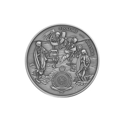 2023 Niue Human Tragedies - Black Death 2 oz Silver Coin Color and Antique