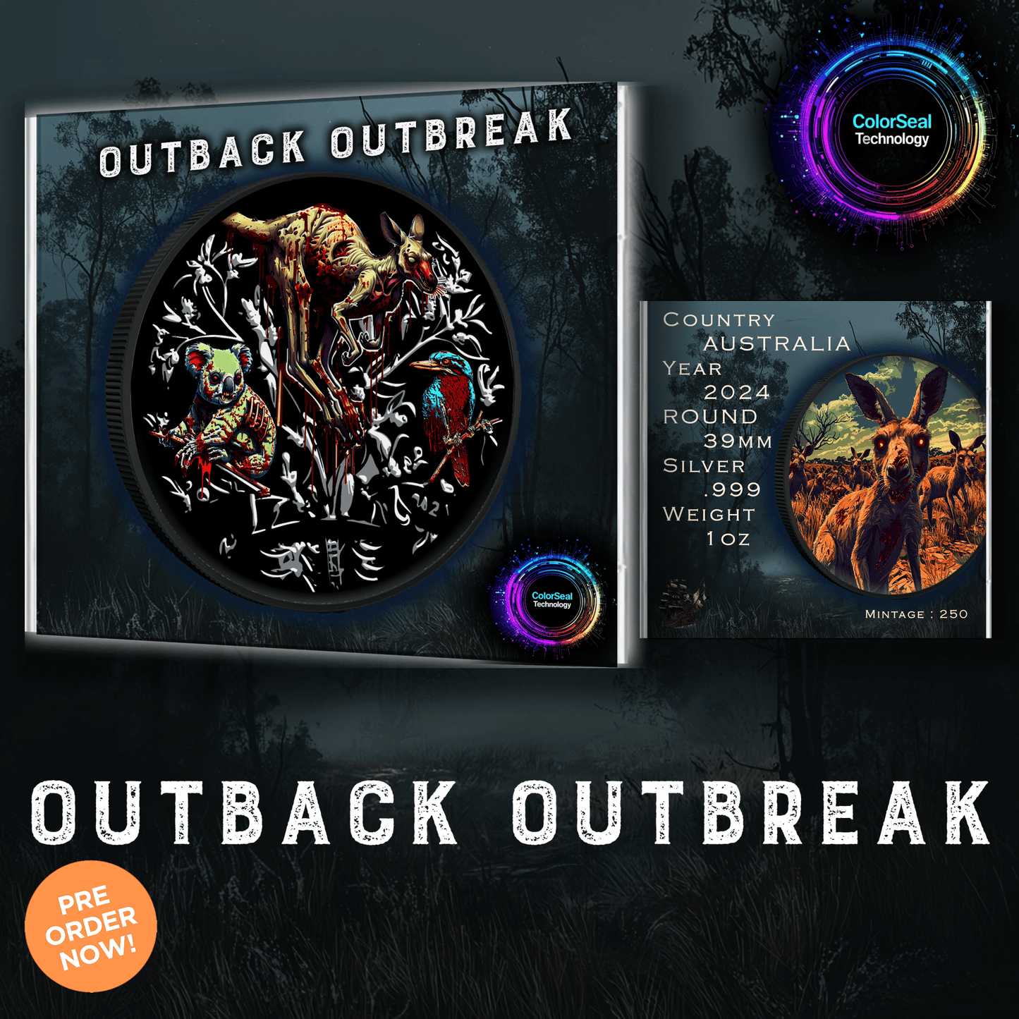 2024 Australia 1oz .999 Colorized Outback Outbreak Silver Coin Presale